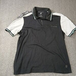 Marc Ecko Cut & Sew Men 3X Polo Shirt Quarter Zip Colorblock Black Grey 69E05931